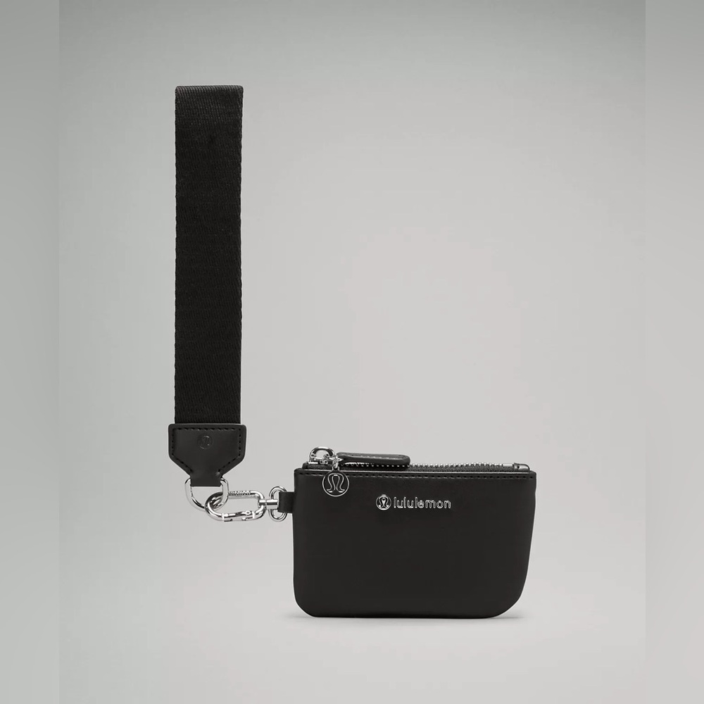 NWT Lululemon Dual Pouch Wristlet *Cactus "Leather" Black/Silver - Picture 3 of 10